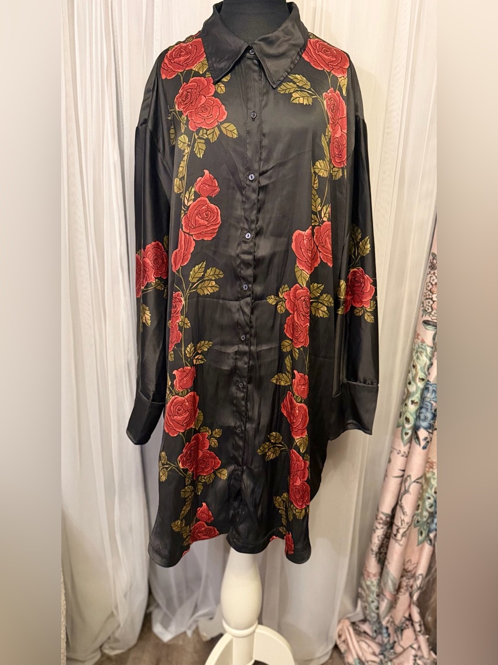 ✨ Free People Off The Vine Satin Rose Oversized Button-Down ✨ - Picture 13 of 13